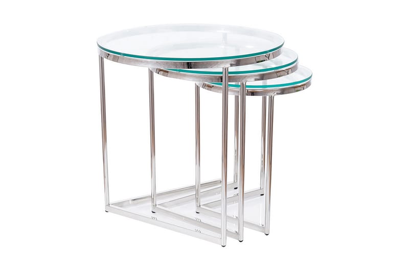 Bonkoni Settbord Runt - Transparent Glass/Sølv - Møbler - Bord - Sofabord