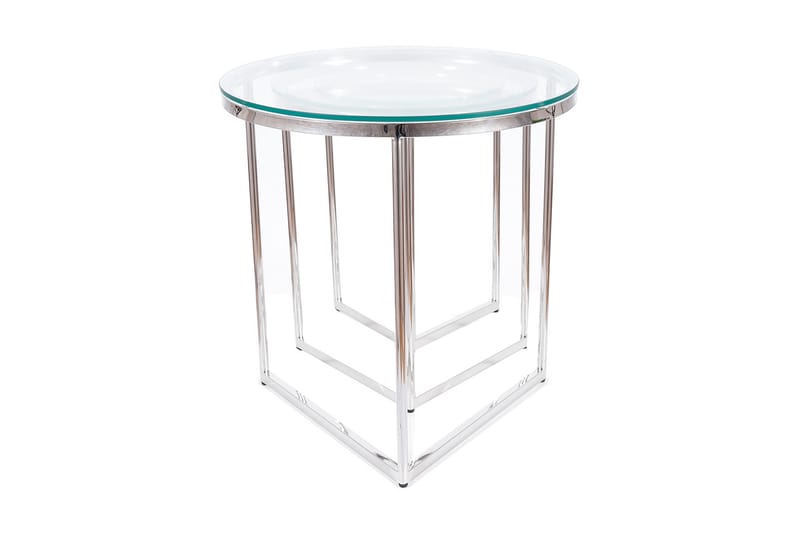 Bonkoni Settbord Runt - Transparent Glass/Sølv - Møbler - Bord - Sofabord