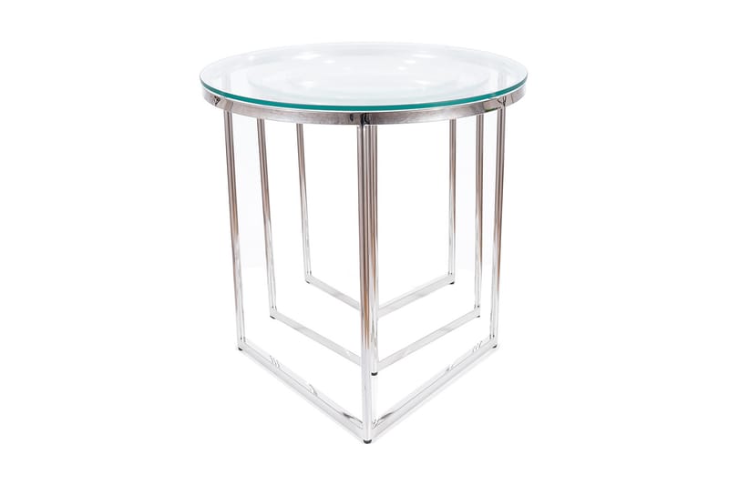 Bonkoni Settbord Runt - Transparent Glass/Sølv - Sofabord - Settbord