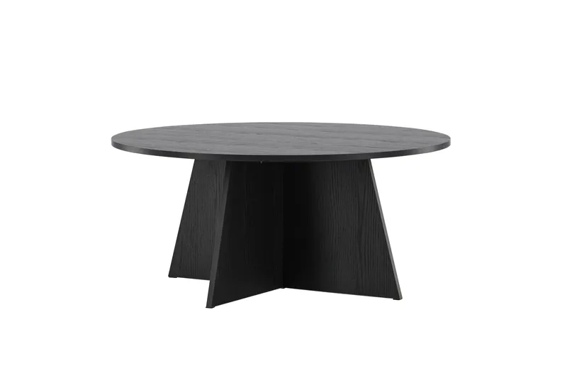 Bootcut Rundt Sofabord 100 cm i Tre med Korsformet Sokkel - Svart - Møbler - Bord - Sofabord