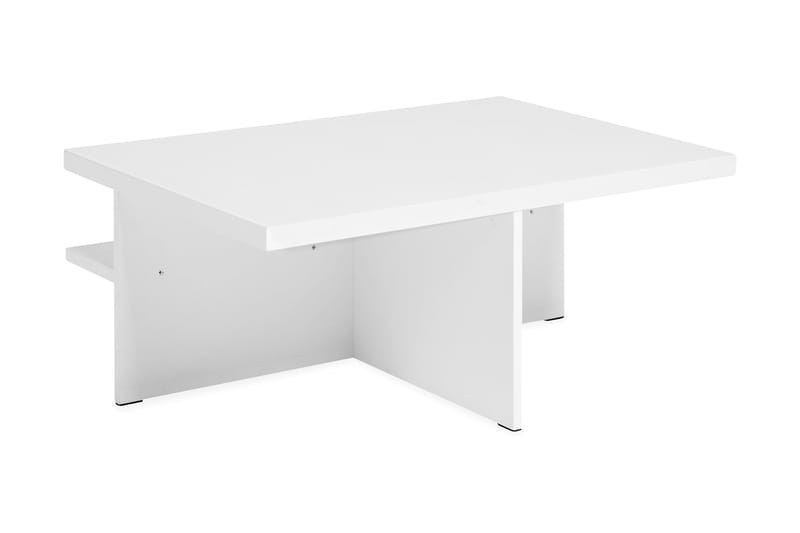 Boxy Sofabord 100 cm med 2 Puffplasser - Hvit - Sofabord