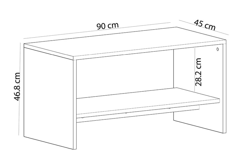 Bozdogan Sofabord 90x46,8x90 cm - Hvit - Sofabord