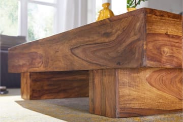 Brano 120 cm Rektangulært Sofabord i Massivt Tre med Massivt Bjelkedesign - Brun - Møbler - Bord - Sofabord
