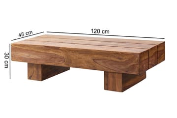 Brano 120 cm Rektangulært Sofabord i Massivt Tre med Massivt Bjelkedesign - Brun - Møbler - Bord - Sofabord