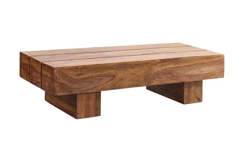 Brano 120 cm Rektangulært Sofabord i Massivt Tre med Massivt Bjelkedesign, Brun