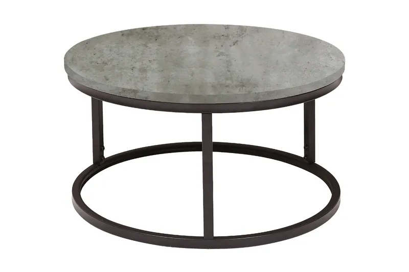 Brite Rundt Salongbord 60x32 cm i Tre med Metallunderstell, Grå