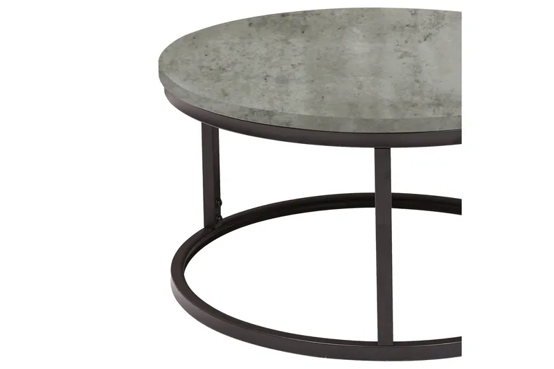Brite Rundt Salongbord 60x32 cm i Tre med Metallunderstell - Grå - Møbler - Bord - Sofabord