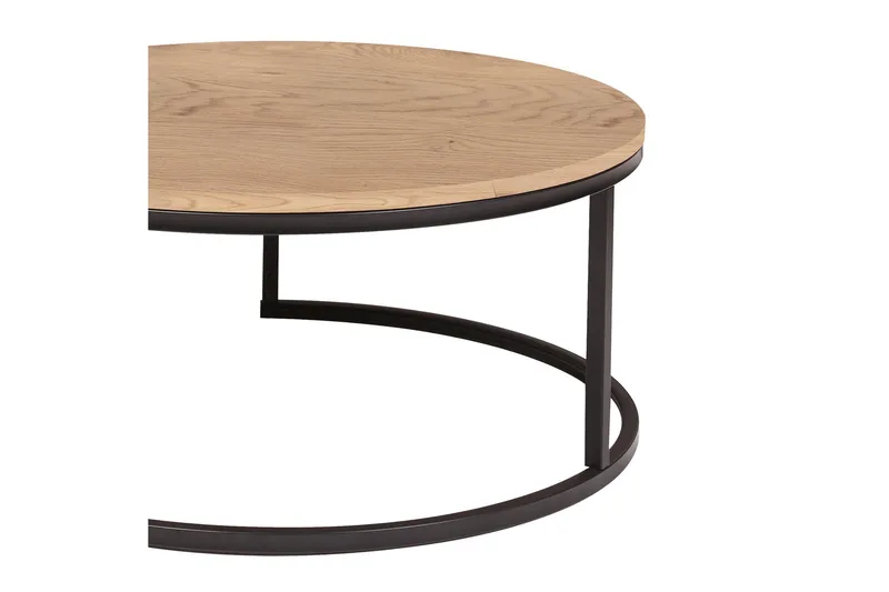 Britu Rundt Salongbord 80x35 cm i Tre med Eikeutseende - Beige - Møbler - Bord - Sofabord
