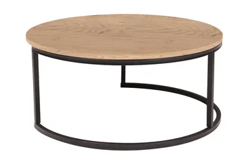 Britu Rundt Salongbord 80x35 cm i Tre med Eikeutseende - Beige - Møbler - Bord - Sofabord