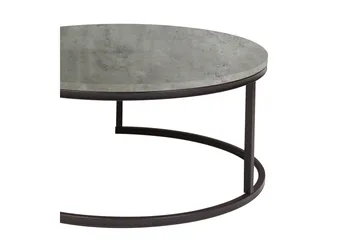 Britu Rundt Sofabord 80x35 cm i Tre med Understell i Metall - Grå - Møbler - Bord - Sofabord