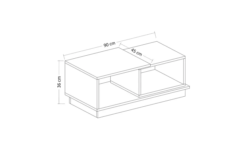 Broceni Sofabord 90 cm med Oppbevaring Hyller - Antrasitt/Natur - Møbler - Bord - Sofabord