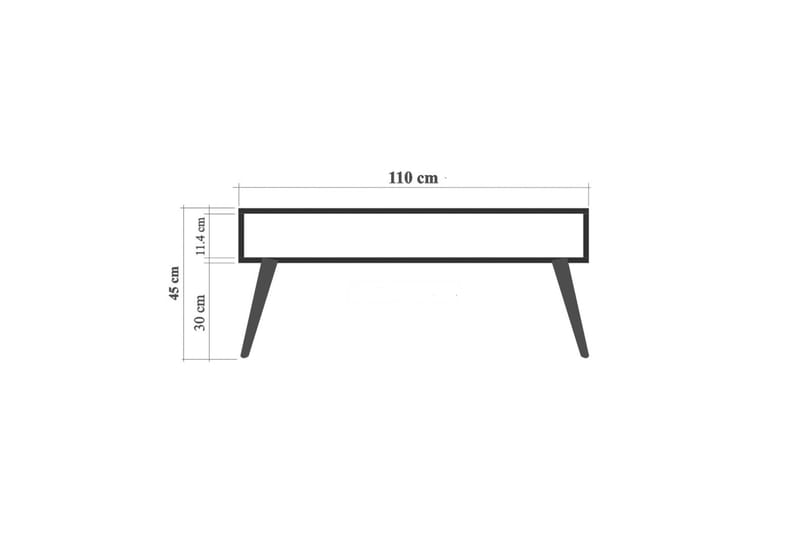 Brokind Sofabord 110 cm med Oppbevaring Hylle - Natur/Grønn - Sofabord