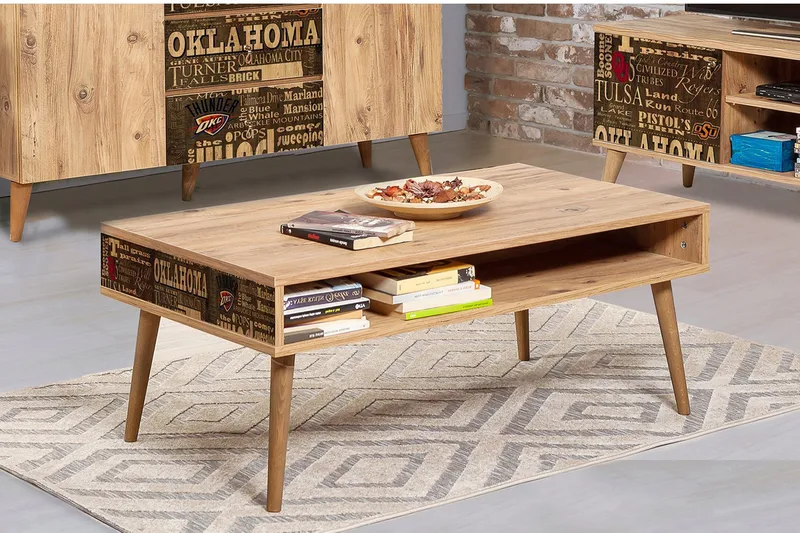 Brokind Sofabord 110 cm med Oppbevaring Hylle Oklahoma - Natur - Møbler - Bord - Sofabord