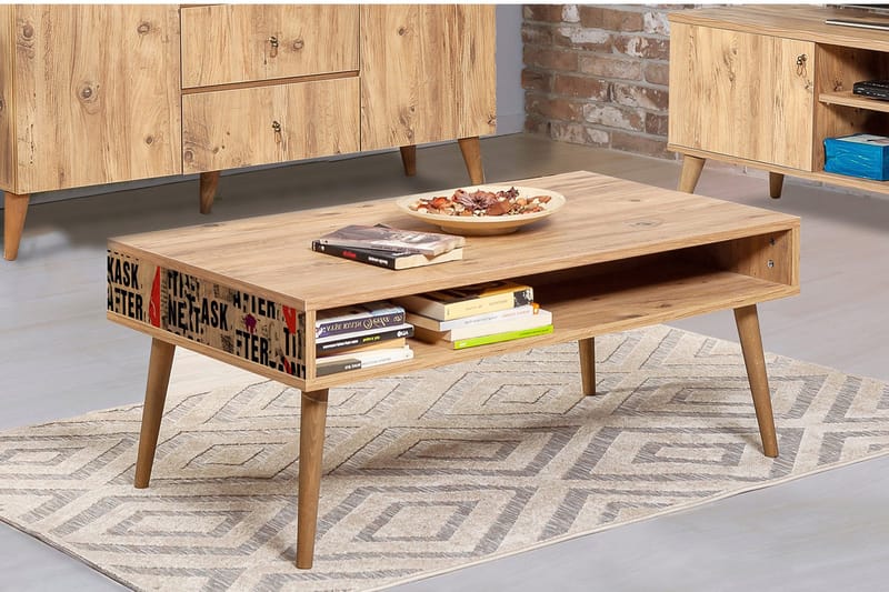 Brokind Sofabord 110 cm med Oppbevaring Hylle Text - Natur - Møbler - Bord - Sofabord