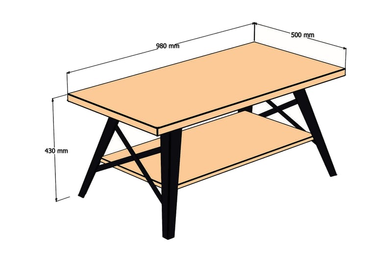 Brutorp Sofabord 98x43x98 cm - Blå - Sofabord