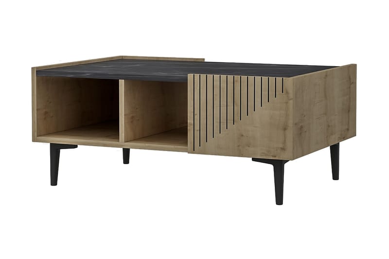 Bruveri Sofabord 94 cm med Oppbevaring Hyller - Natur/Svart - Møbler - Bord - Sofabord