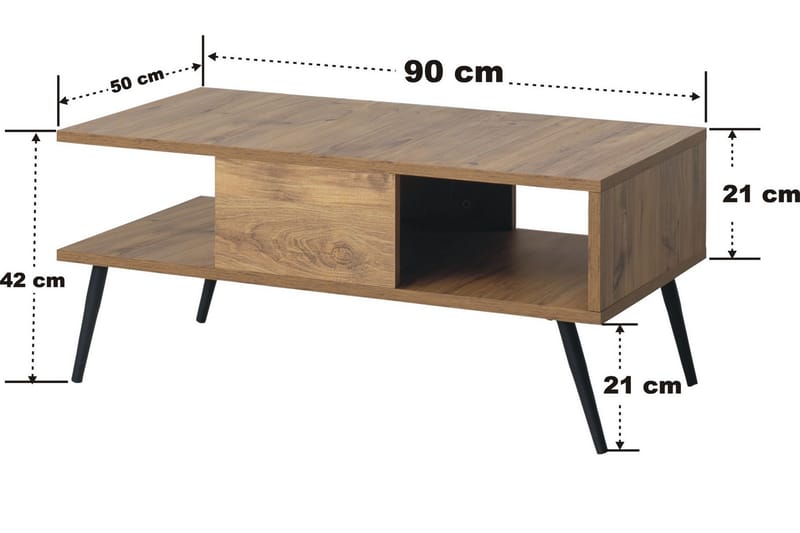 Bukle Sofabord 90 cm - Brun/Svart - Møbler - Bord - Sofabord