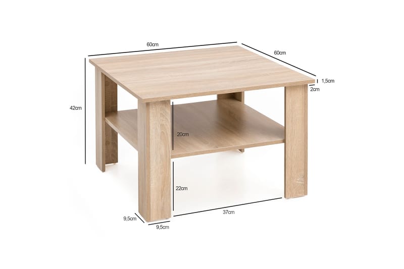 Bulanda Sofabord 60 cm med Oppbevaringshylle - Natur - Møbler - Bord - Sofabord