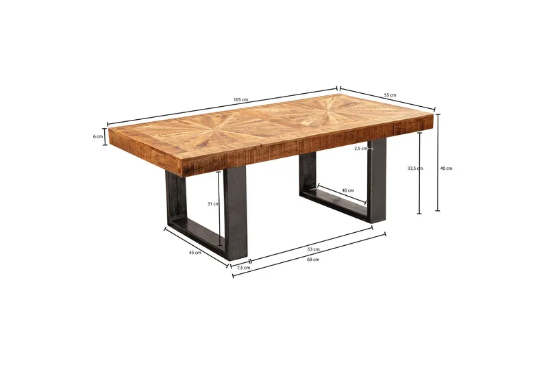 Buncton Sofabord 105 cm - MangoTre/Svart - Møbler - Bord - Sofabord