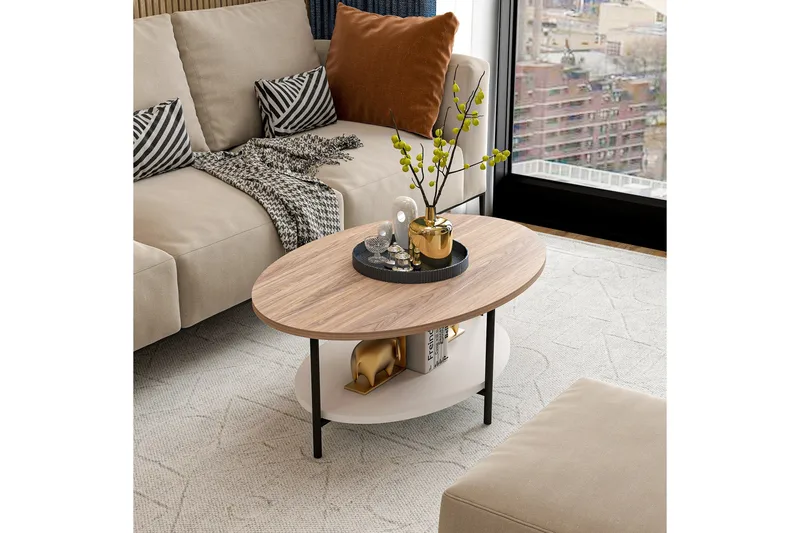 Burata Sofabord 90 cm - Eik/Hvit - Møbler - Bord - Sofabord