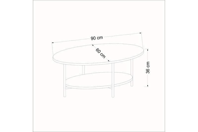 Burata Sofabord 90 cm - Eik/Hvit - Sofabord