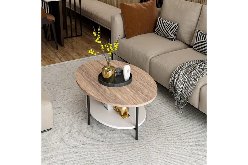 Burata Sofabord 90 cm - Eik/Hvit - Møbler - Bord - Sofabord