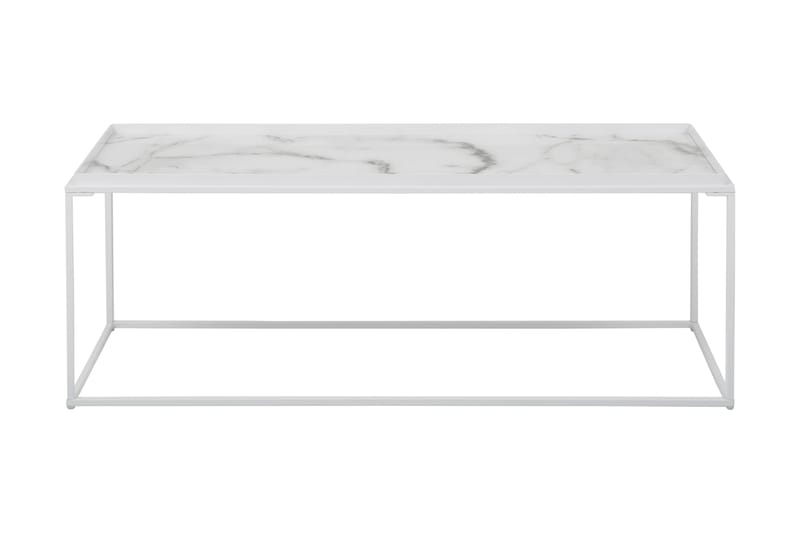 Burwick Sofabord 122 cm Marmormønster - Glass/Hvit/Svart - Sofabord