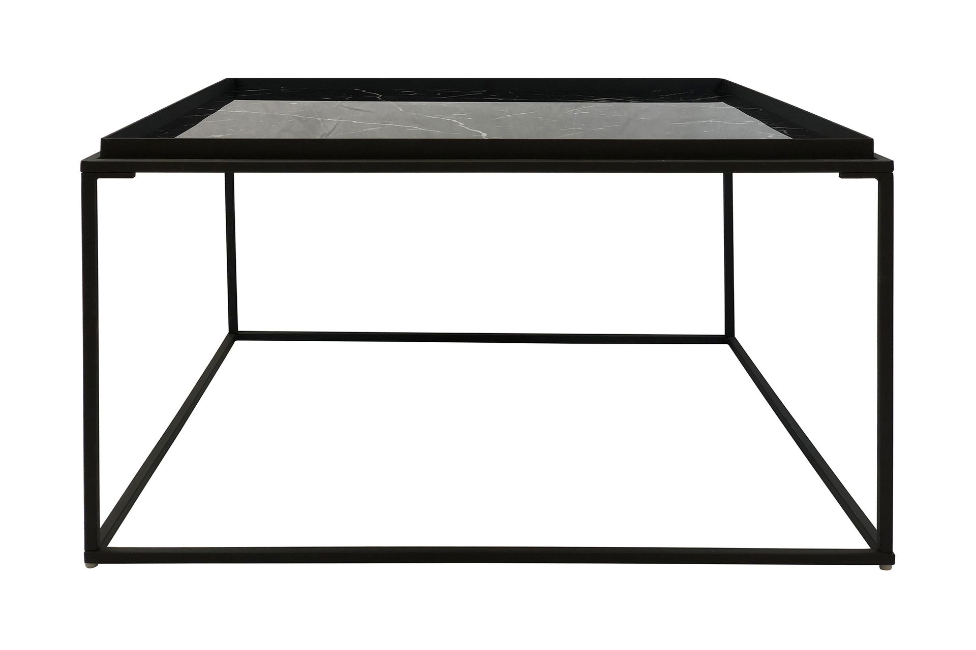 Burwick Sofabord 80 cm Marmormønster Kvadratisk - Svart