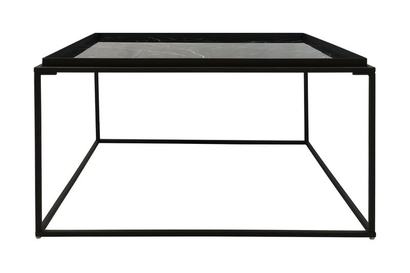 Burwick Sofabord 80 cm Marmormønster Kvadratisk - Svart - Møbler - Bord - Sofabord