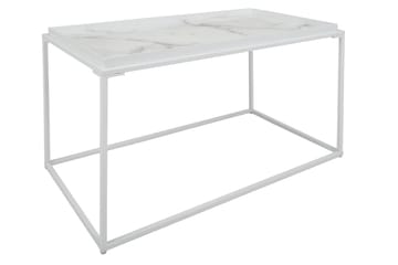 Burwick Sofabord 80 cm Marmormønster Rektangulær - Hvit - Møbler - Bord - Sofabord