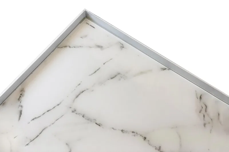 Burwick Sofabord 80 cm Marmormønster Rektangulær - Hvit/Brun - Møbler - Bord - Sofabord