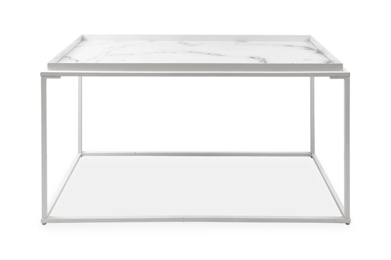 Burwick Sofabord 80 cm Marmormønster Rektangulær - Hvit/Brun - Møbler - Bord - Sofabord