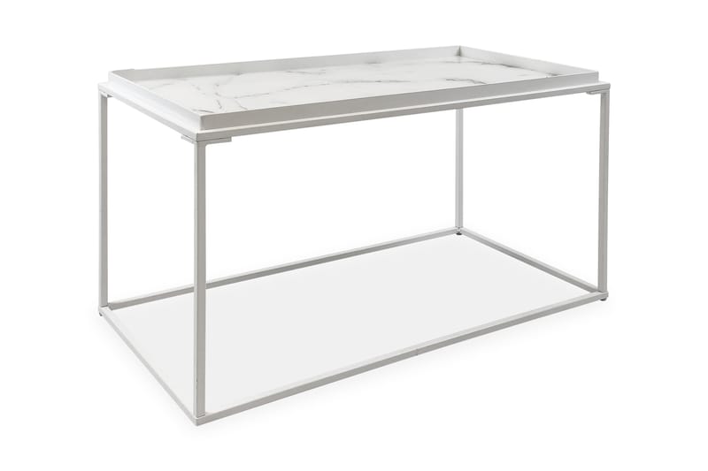 Burwick Sofabord 80 cm Marmormønster Rektangulær - Hvit/Brun - Møbler - Bord - Sofabord