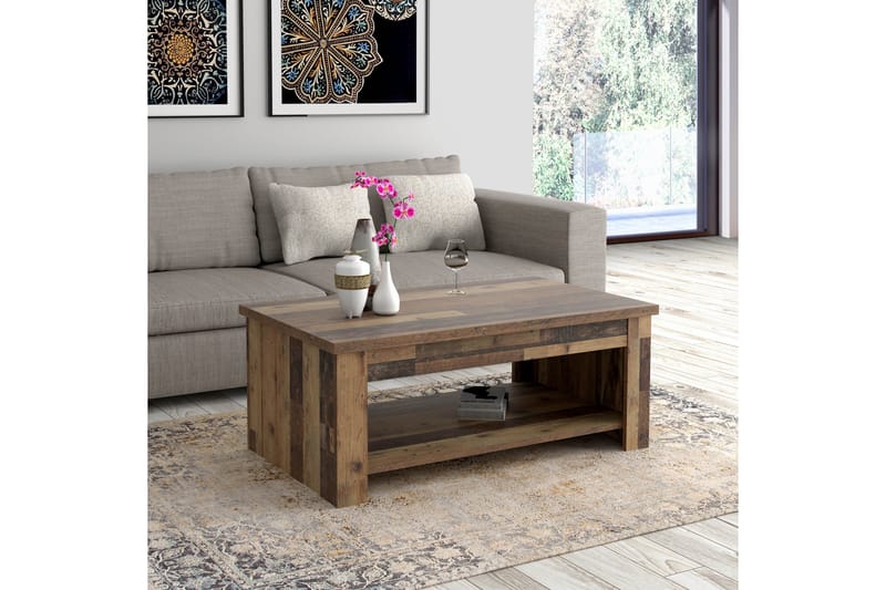 Cadle Sofabord 110 cm med Oppbevaringshylle - Brun - Møbler - Bord - Sofabord