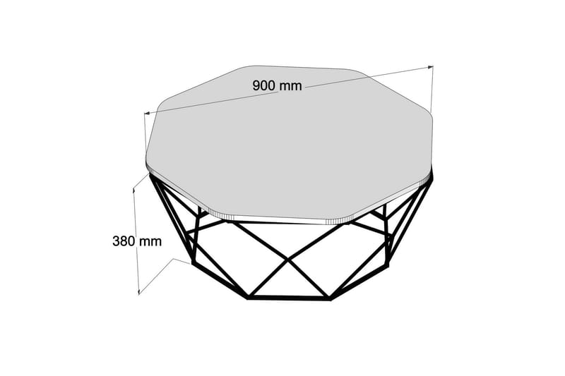 Callear Sofabord 90 cm Kantigt - Grå/Svart - Sofabord