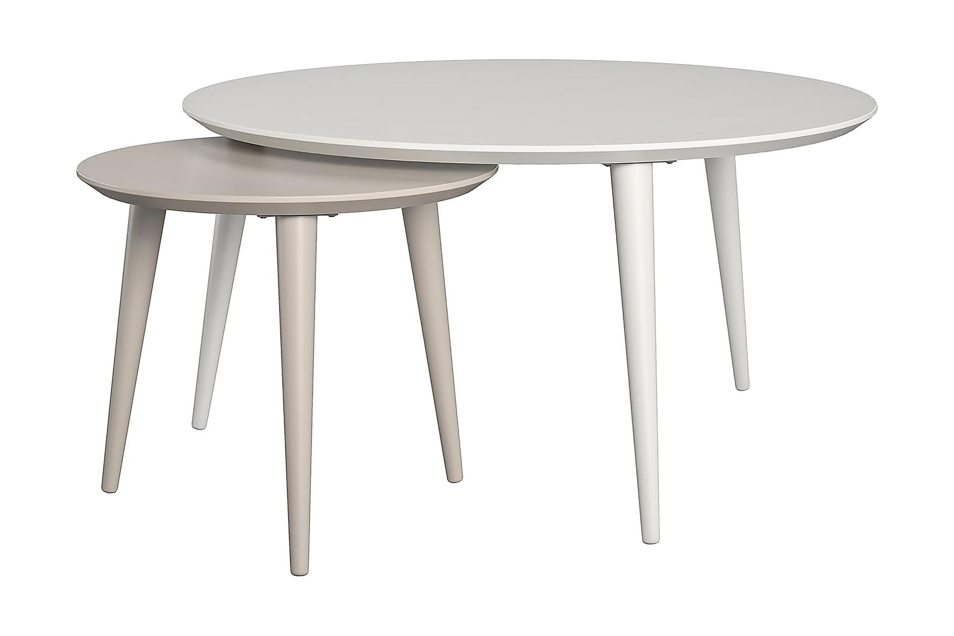 Carnegie Settbord 90 cm Ovalt 2 Bord Hvit/Taupe - CosmoLiving - Møbler - Bord - Sofabord