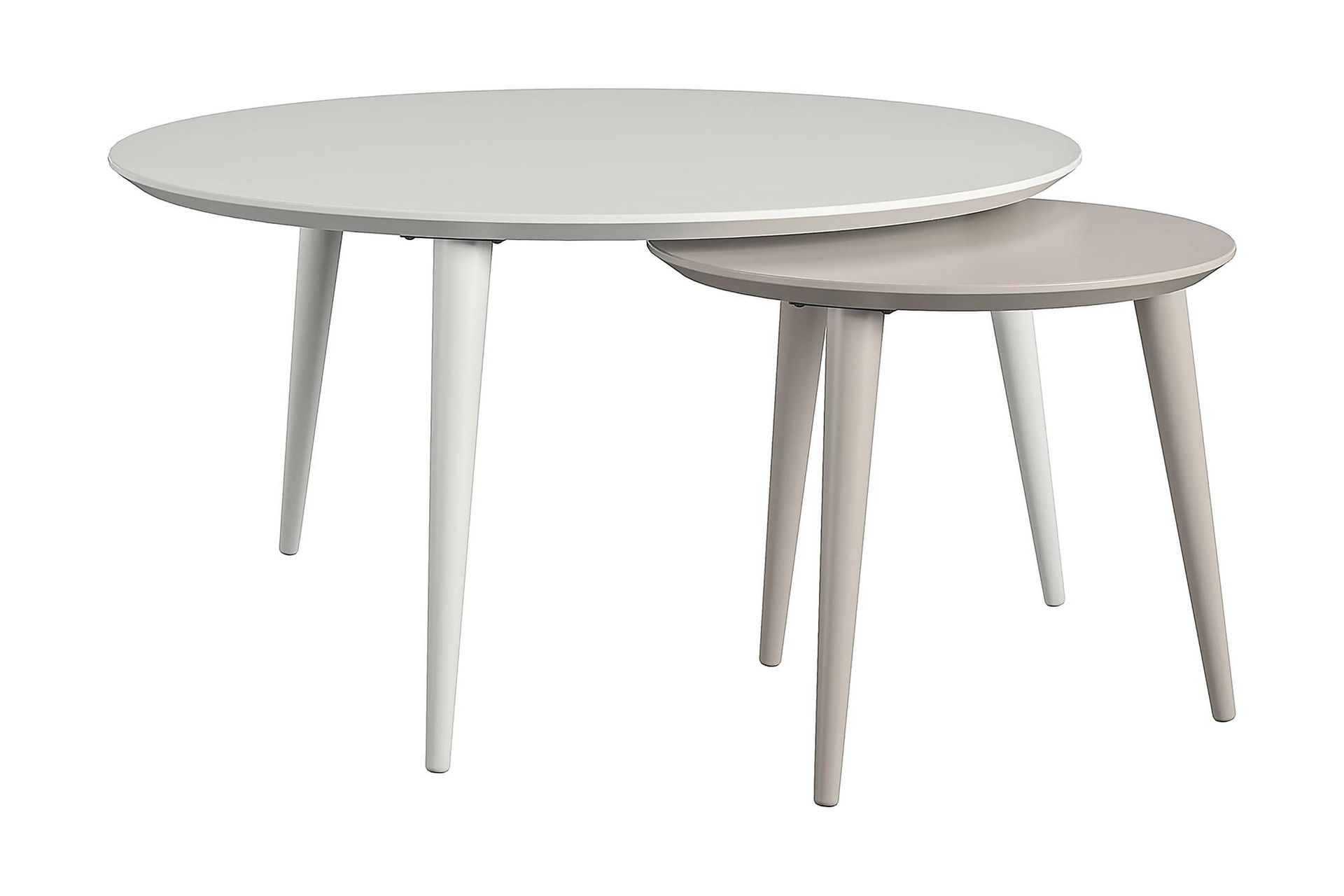 Carnegie Settbord 90 cm Ovalt 2 Bord Hvit/Taupe - CosmoLiving - Møbler - Bord - Sofabord