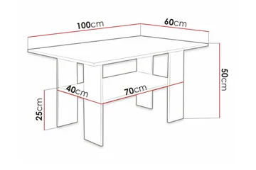 Carnew 100 cm Rektangulært Sofabord med Hylle i Malt Tre - Hvit - Møbler - Bord - Sofabord
