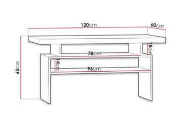 Castillia Sofabord 120 cm med Oppbevaringshyller - Hvit - Møbler - Bord - Sofabord
