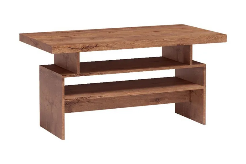 Castillia Sofabord 120 cm med Oppbevaringshyller, Lyse Ask