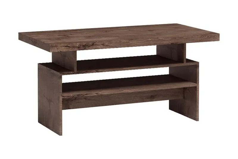 Castillia Sofabord 120 cm med Oppbevaringshyller, Mørke Ask