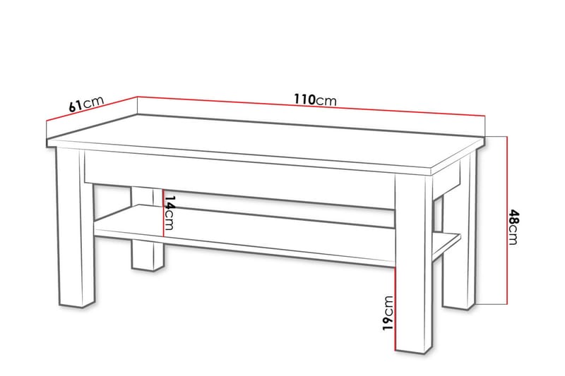 Cezara Sofabord 110 cm med Oppbevaringshylle - Beige/Grå - Møbler - Bord - Sofabord