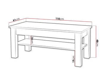 Cezara Soffbord 110 cm med Förvaring Hylla Ek - Møbler - Bord - Sofabord