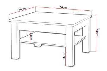 Cezara Soffbord 80 cm med Förvaring Hylla Ek - Møbler - Bord - Sofabord