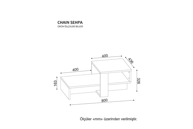 Chainell Sofabord 80 cm med Oppbevaringshylle - Hvit/Valnøttsbrun - Møbler - Bord - Sofabord