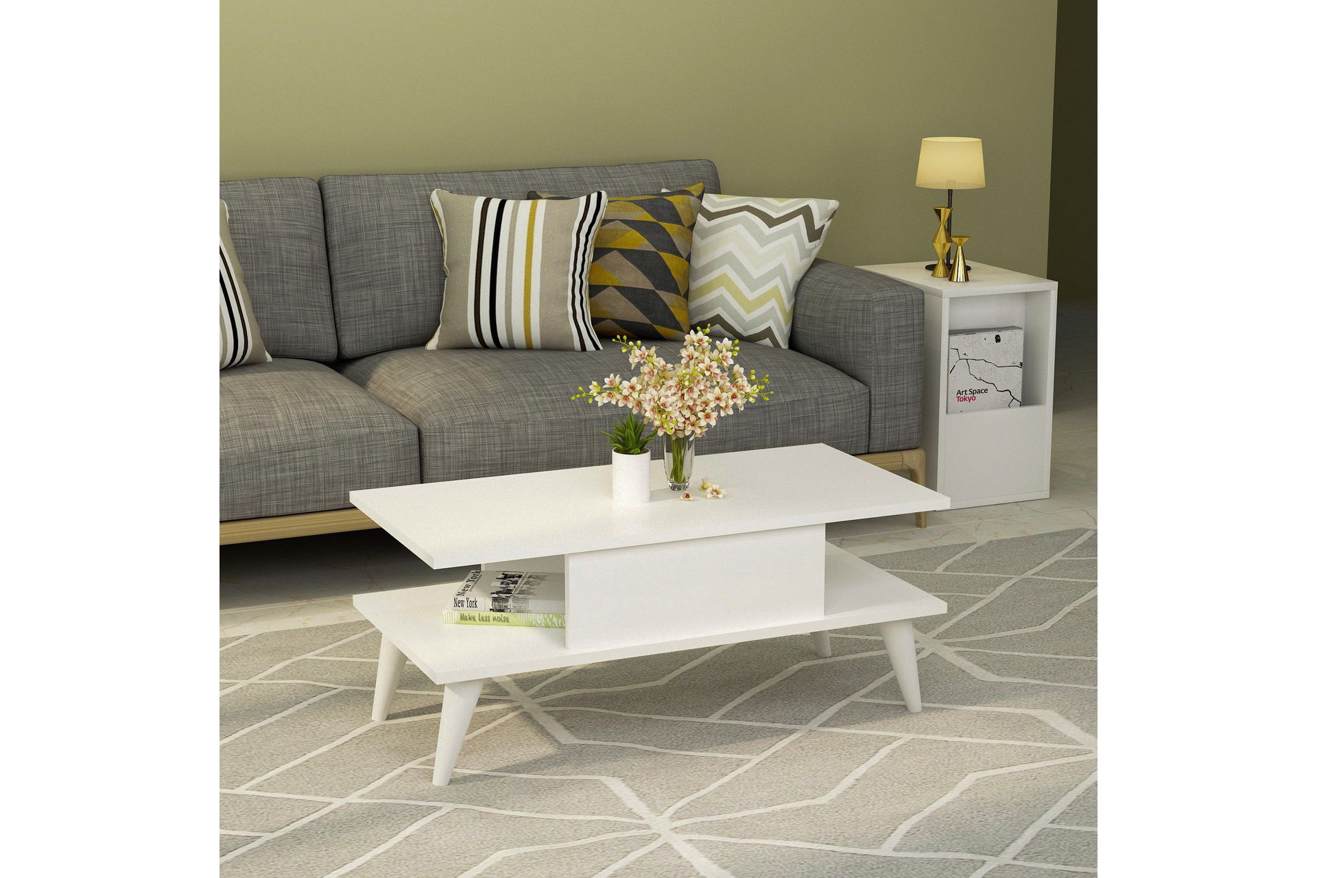 Chaing Sofabord 90x40x90 cm - Hvit - Møbler - Bord - Sofabord