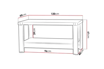 Chezum Sofabord 120 cm med Oppbevaringshylle - Eikefarge/Beige/Grå - Møbler - Bord - Sofabord