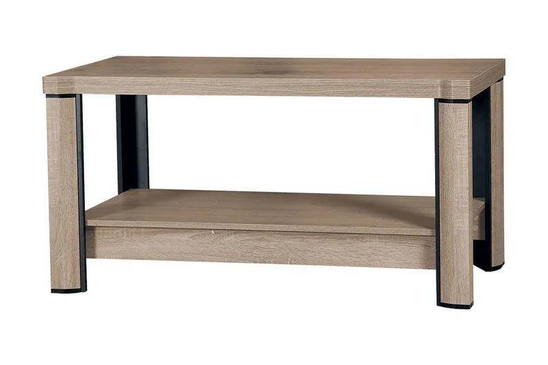 Chezum Sofabord 120 cm med Oppbevaringshylle - Eikefarge/Beige/Grå - Møbler - Bord - Sofabord
