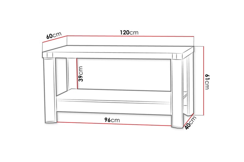 Chezum Sofabord 120 cm med Oppbevaringshylle - Tryffel/Beige/Grå - Sofabord