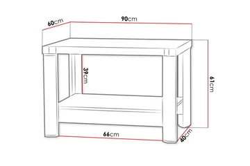 Chezum Sofabord 90 cm med Oppbevaringshylle - Tryffel/Beige/Grå - Møbler - Bord - Sofabord